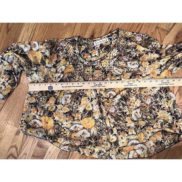 Free People We The Free Small COOL MEADOW Printed Floral Top Orange Earthy Boho - Picture 8 of 9
